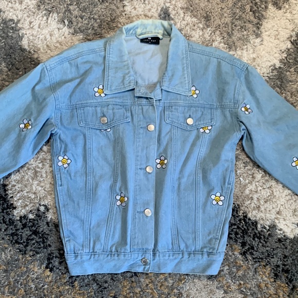 Lazy Oaf Jackets Coats Lazy Oaf Denim Jacket Happy Flowers Daisy 